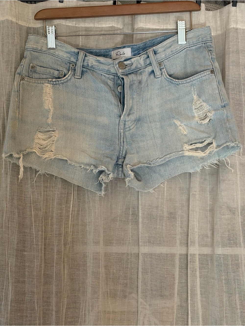 Rails Austin Light Vintage Wash Distressed Denim Cutoff Shorts